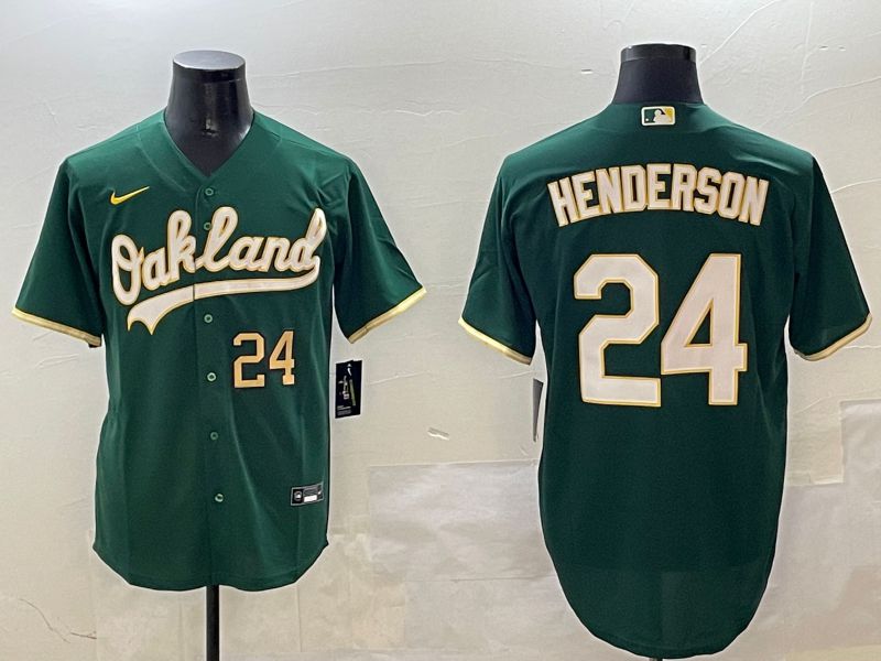 Men Oakland Athletics #24 Henderson Green Game 2025 Nike MLB Jersey style 5->oakland athletics->MLB Jersey